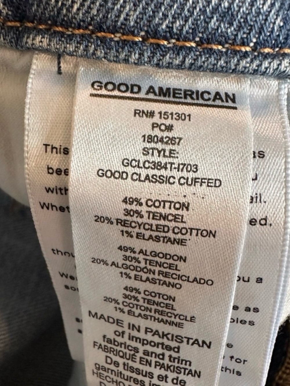 Good American Good Classic Cuffed Jeans High Rise Light Wash 26 - Picture 6 of 7
